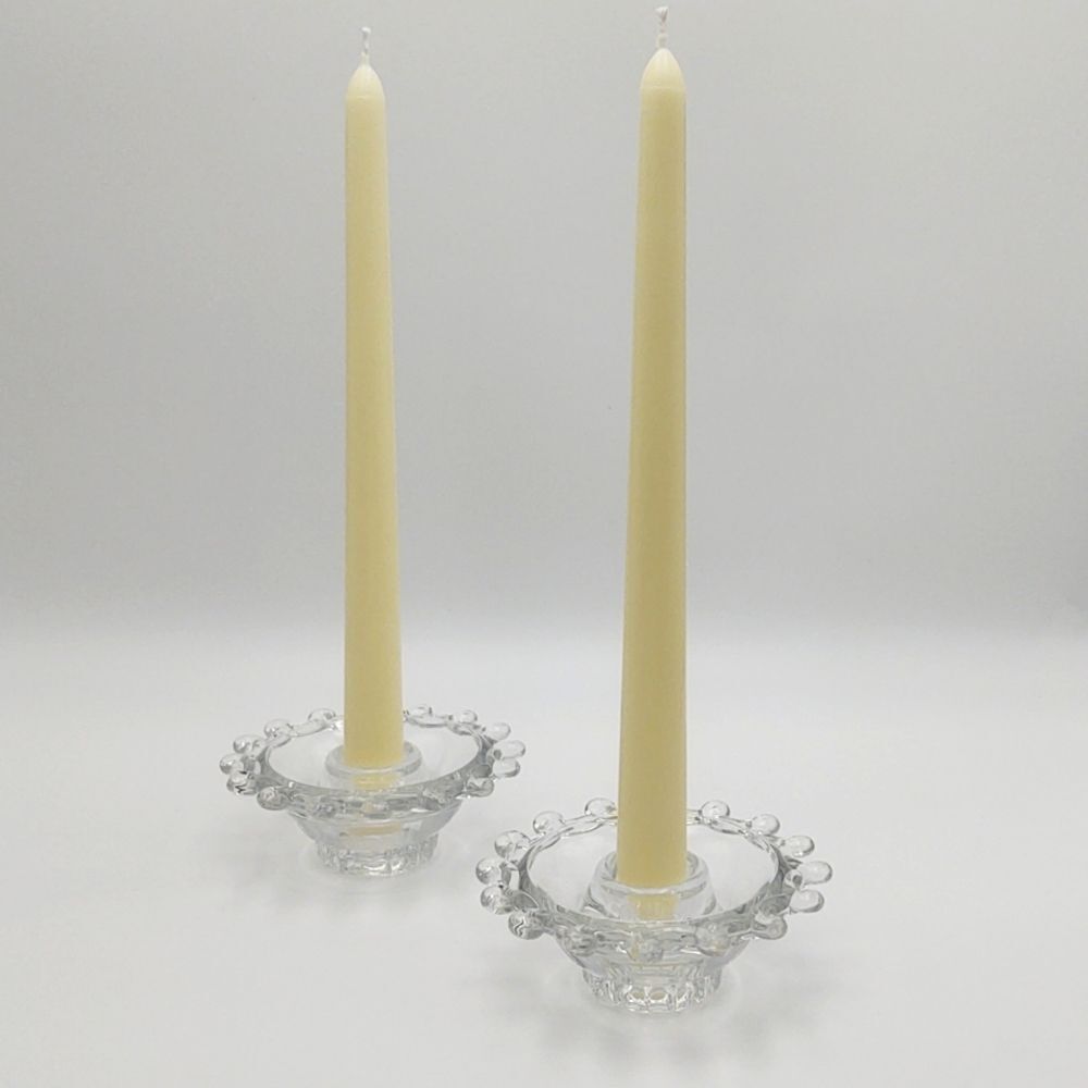 Pair of Vintage Lariat Blown Glass Candlestick Holders by Heisey